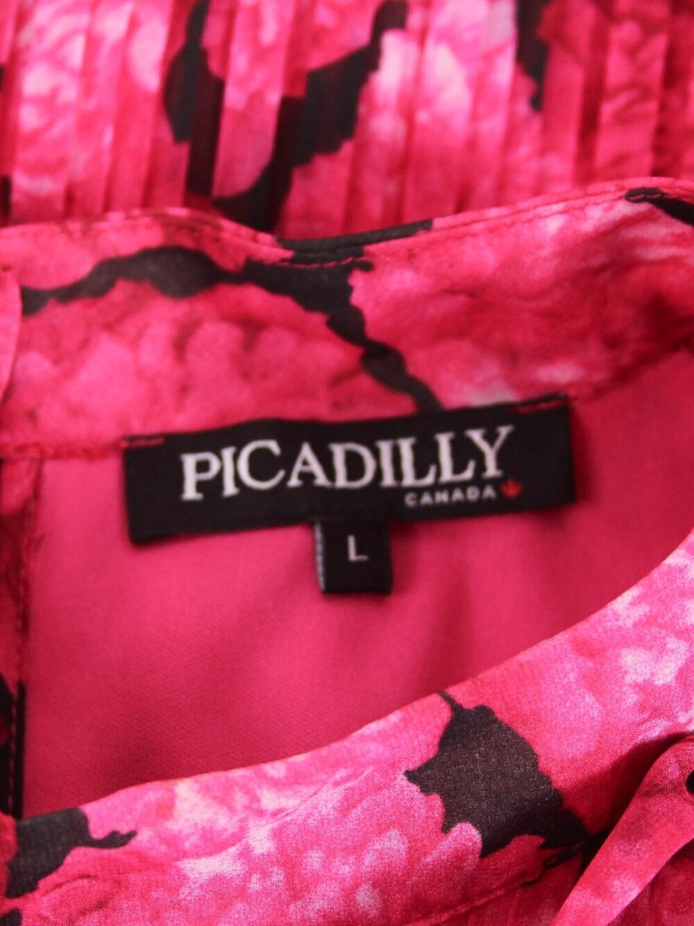 Picadilly Pink Pleated Sleeveless Blouse Size L Tie Neck Chiffon Lined Top - Picture 7 of 10